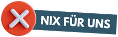 Text: "Nix für uns" mit rotem Kreuz