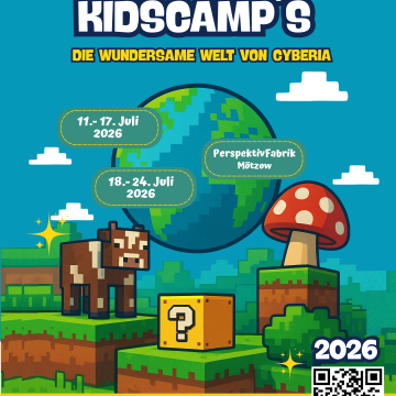 KidsCamp Poster mit Digitaler Welt QR und Datum 